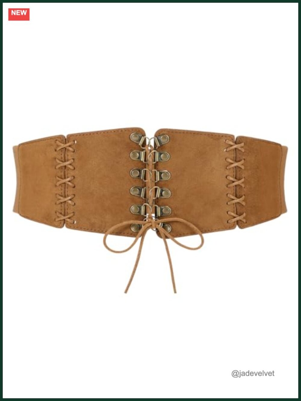 Women Elastic Corset Waist Belt Lace-up Tied Waspie Suede Belt for Dress